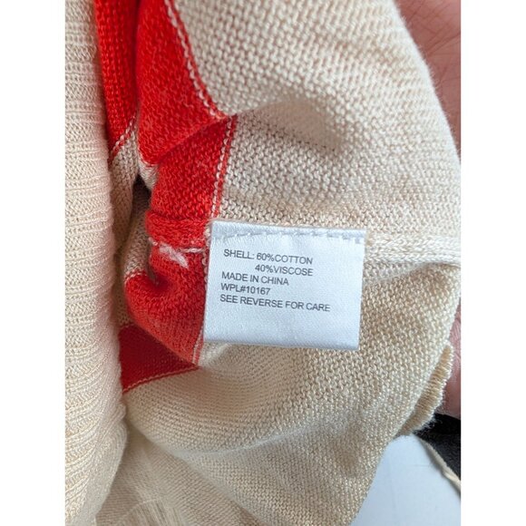 Aqua Sweater Womens XL Beige Red & Blue Striped Cotton Viscose Cardigan XL NWT - Picture 4 of 8